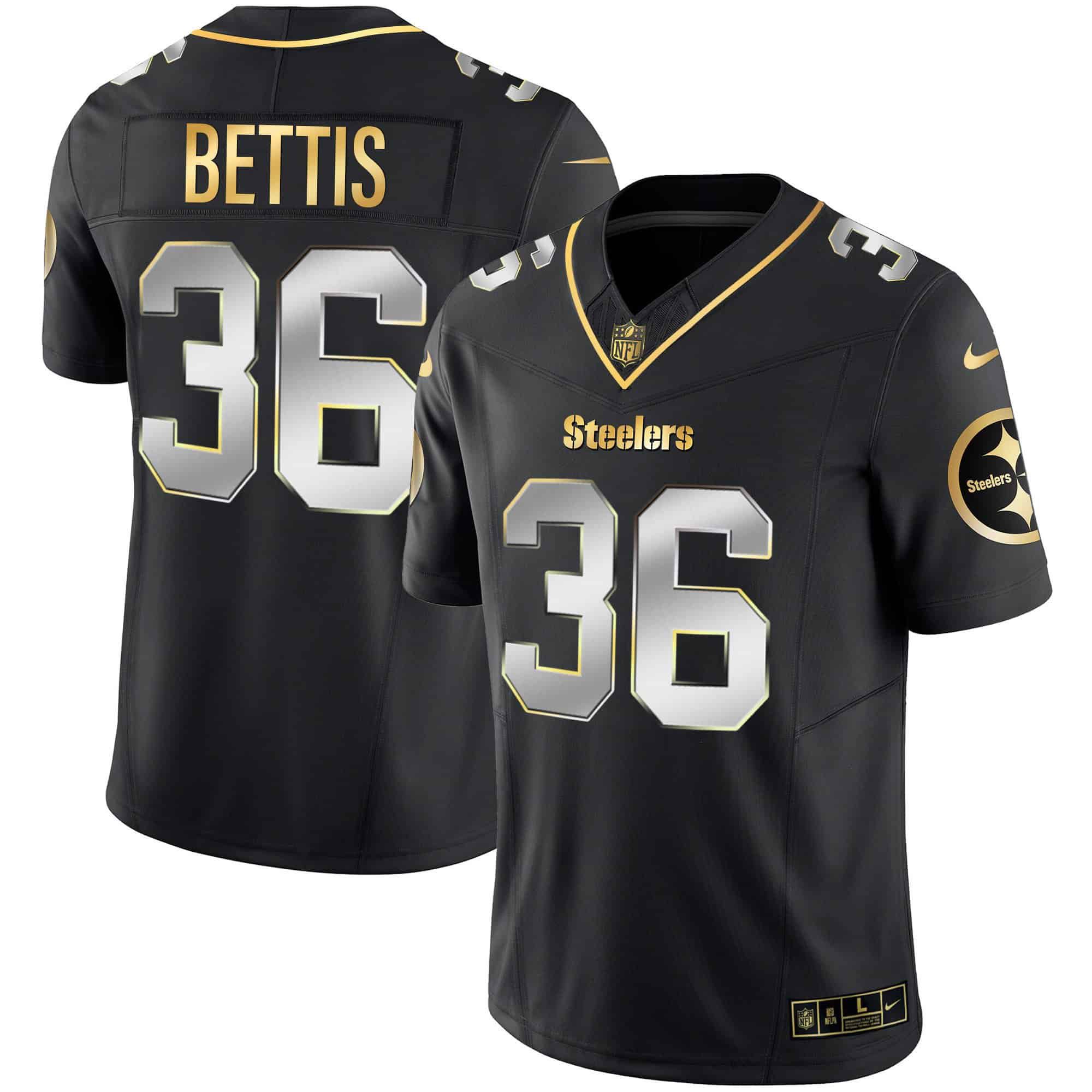 Men Pittsburgh Steelers 36 Bettis Black Gold 2024 Nike Vapor Limited NFL Jersey style 1